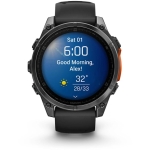 Garmin 010-02904-09 fēnix 8 47 mm AMOLED 全方位戶外進階GPS智慧腕錶 (岩灰白鋼錶圈/ 黑色矽膠錶錶帶)